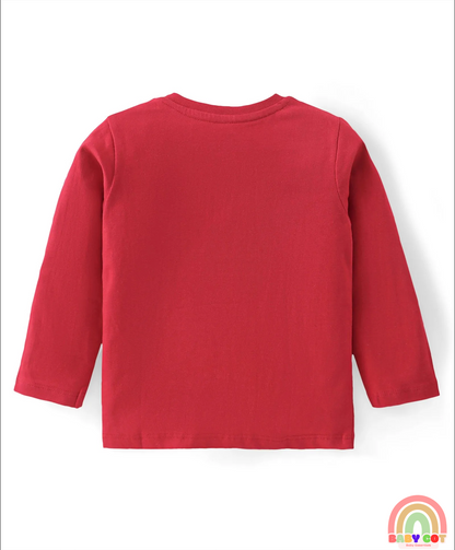 Cotton Knit Full Sleeves Striped Text & Bear Printed T-Shirts Pack of 3 - Red Yellow & Navy Blue