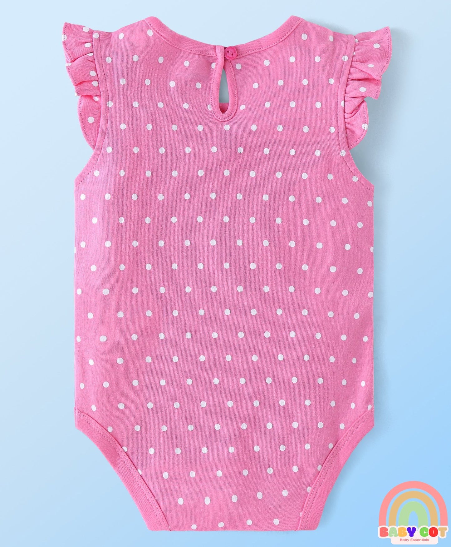 100% Cotton Knit Frill Sleeves Floral & Polka Dots Printed Onesies Pack of 2 - Multicolour