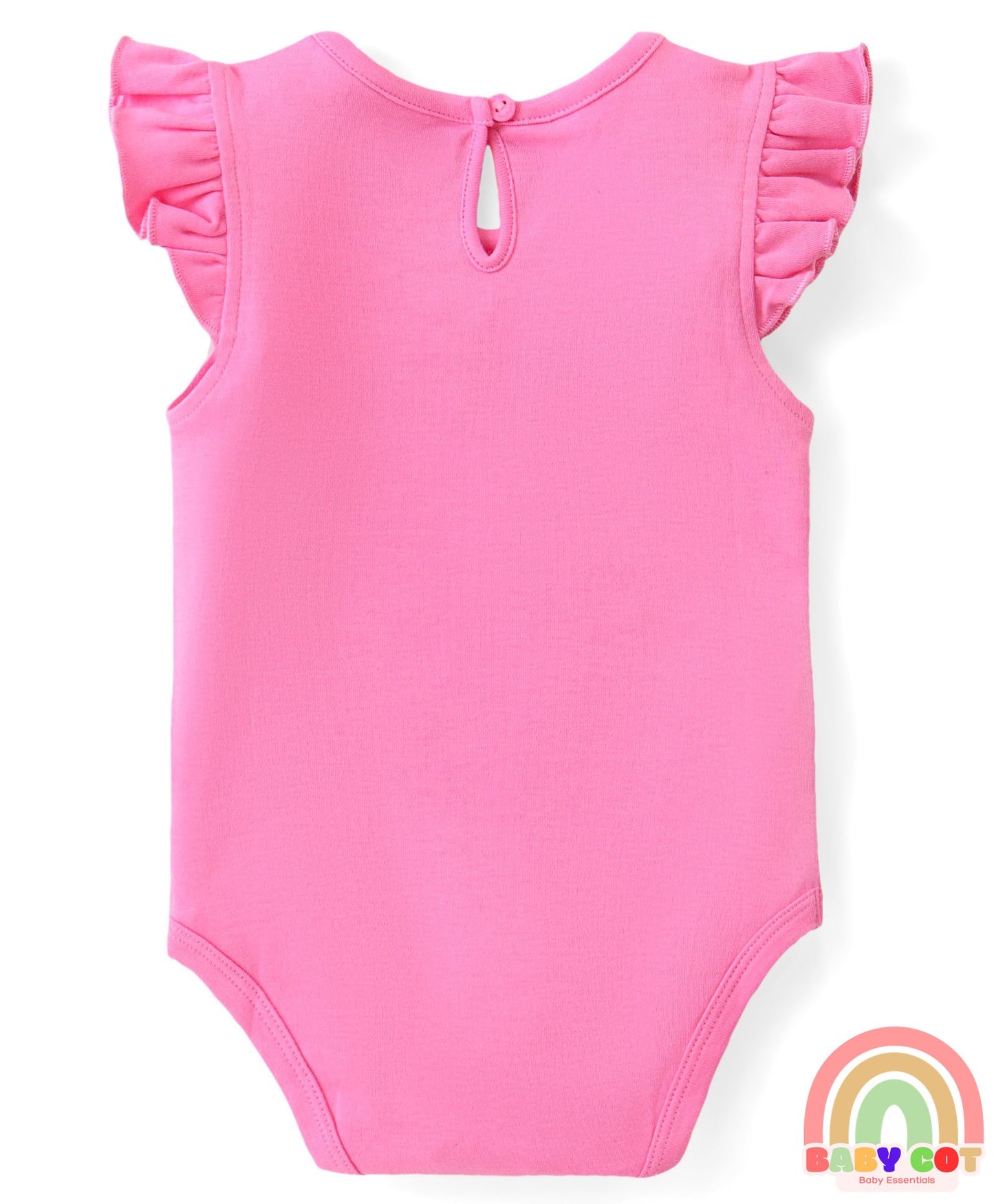 100% Cotton Knit Frill Sleeves Onesies with Floral & Polka Dots Print Pack of 3 - Pink Yellow & Purple