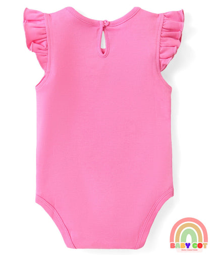 100% Cotton Knit Frill Sleeves Onesies with Floral & Polka Dots Print Pack of 3 - Pink Yellow & Purple