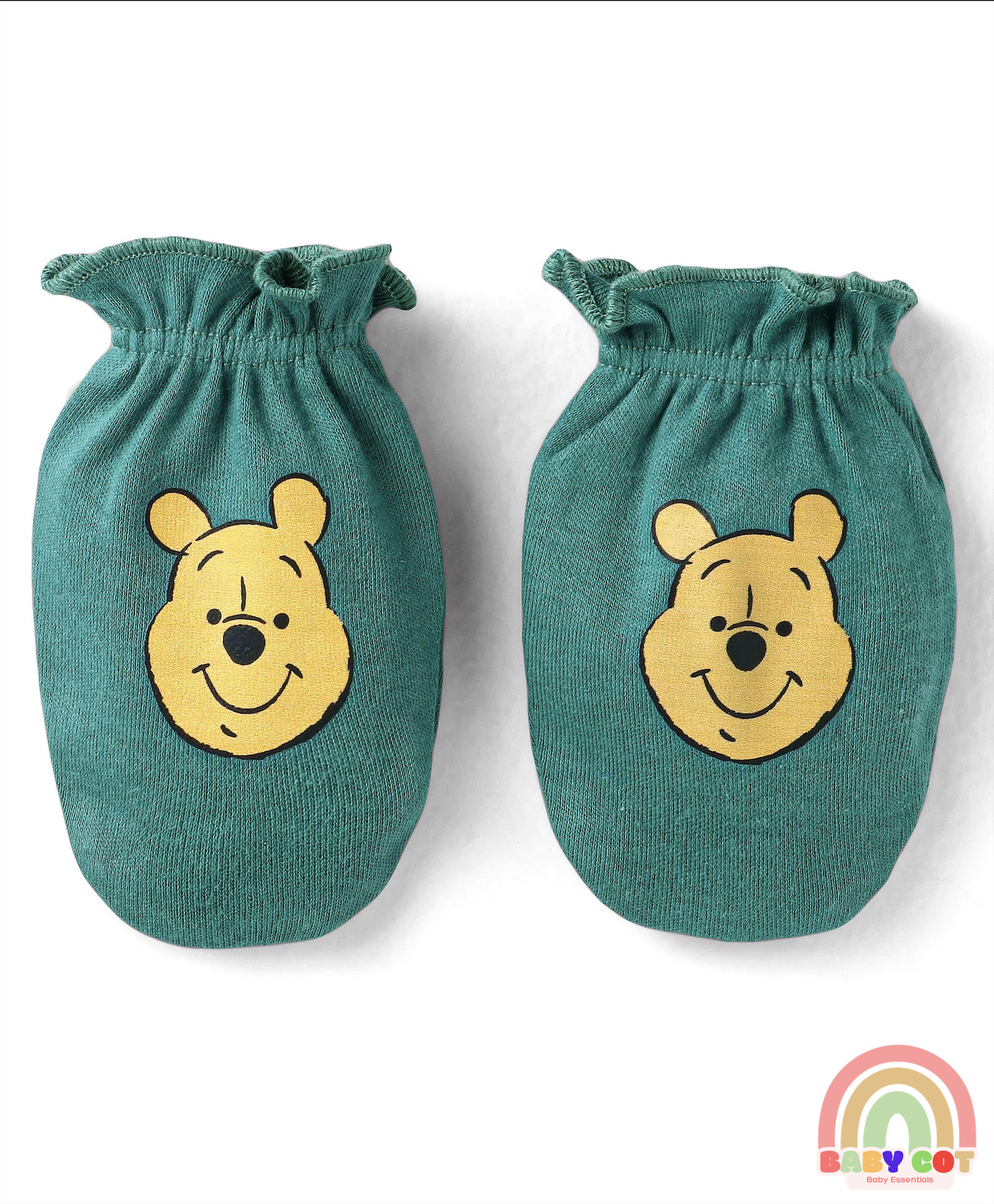 Interlock Knit Caps Mittens & Booties Set Dark Green - Diameter 10 cm