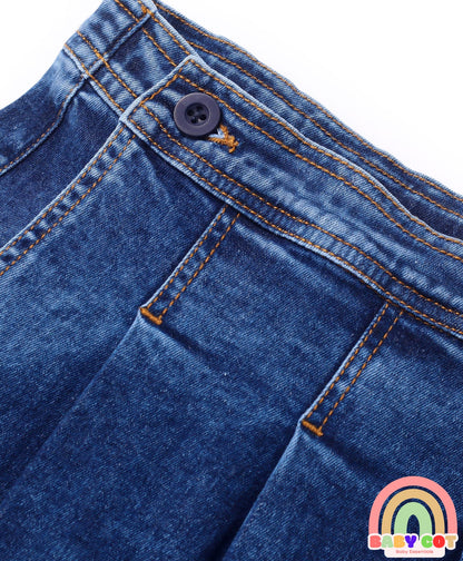 Cotton Woven Pleated Skorts - Blue