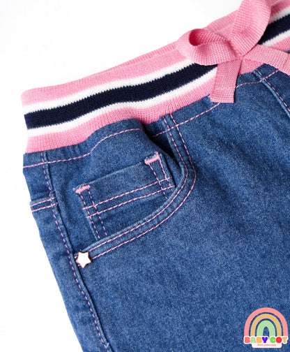Denim Mid Thigh Washed Skirts -Blue