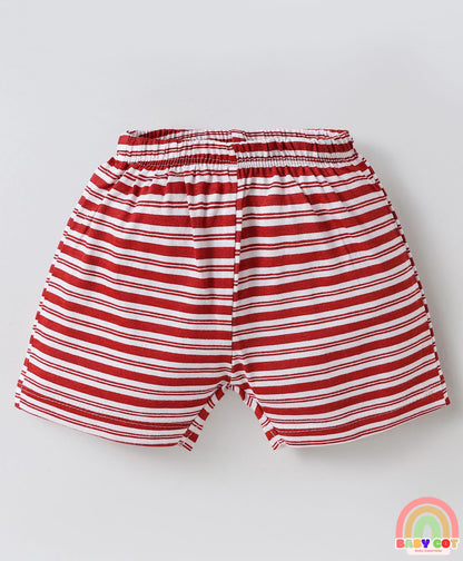 Single Jersey Knit Above Knee Length Shorts With Animal Print & Stripes Pack Of 5 - Multicolour