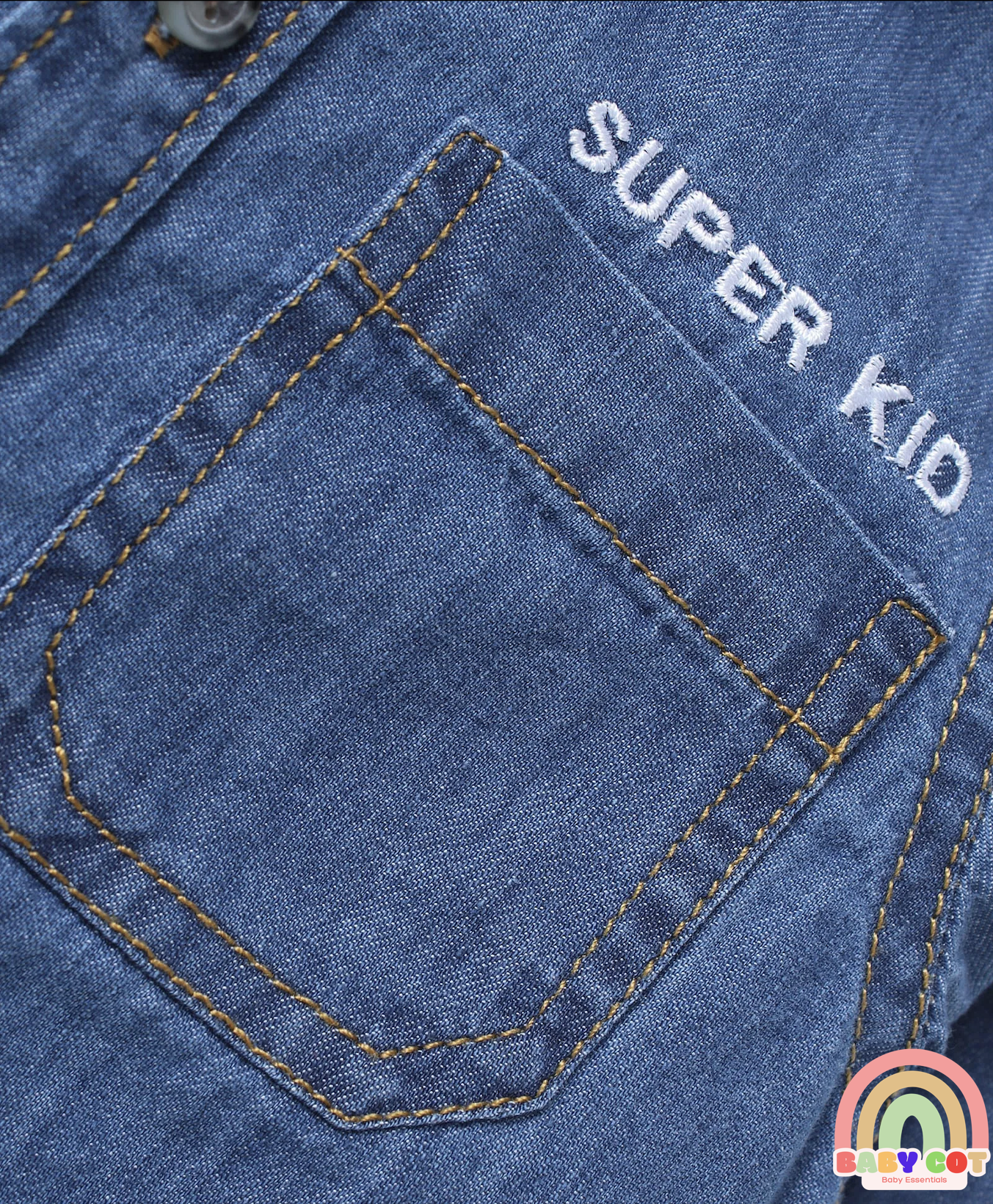 Woven Full Sleeves Washed Hooded Denim Shirt - Blue
