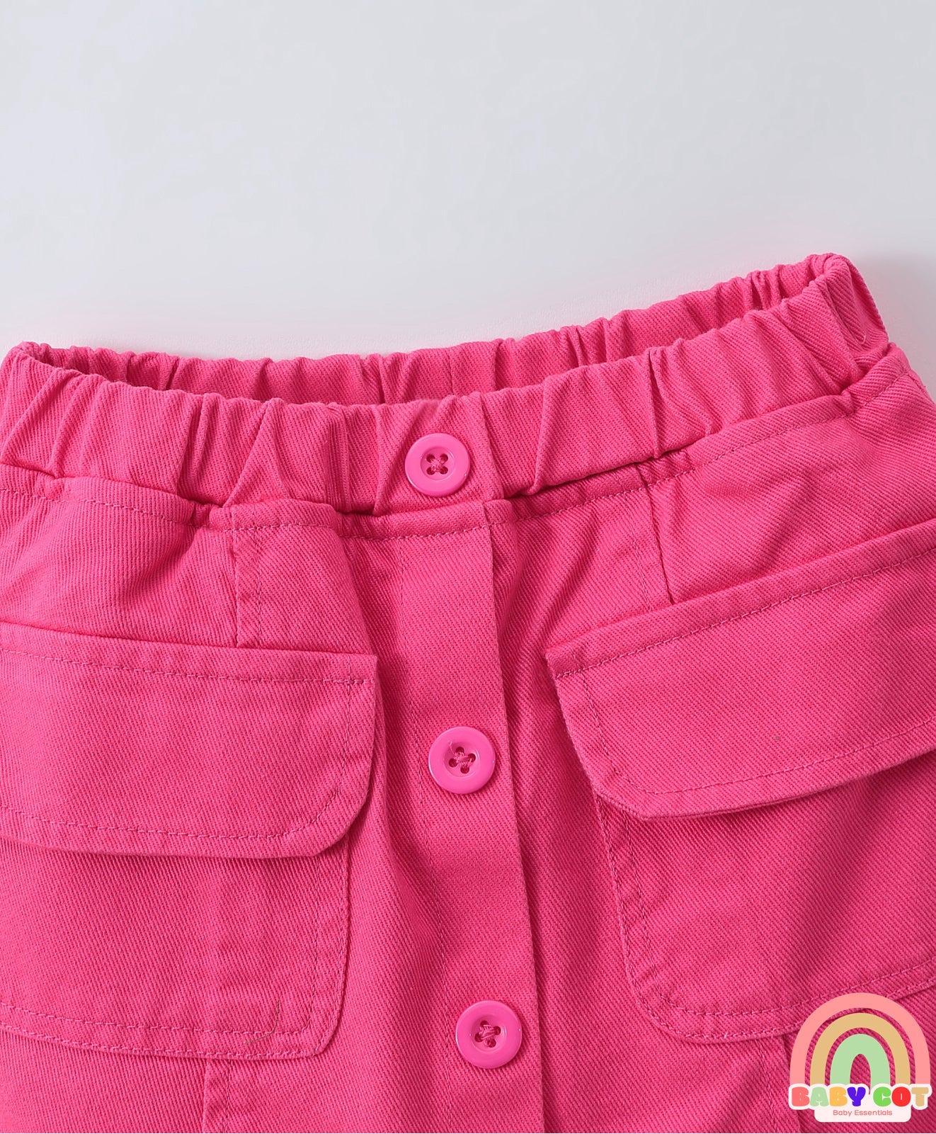 Denim Washed Skorts with Pockets - Dark Pink