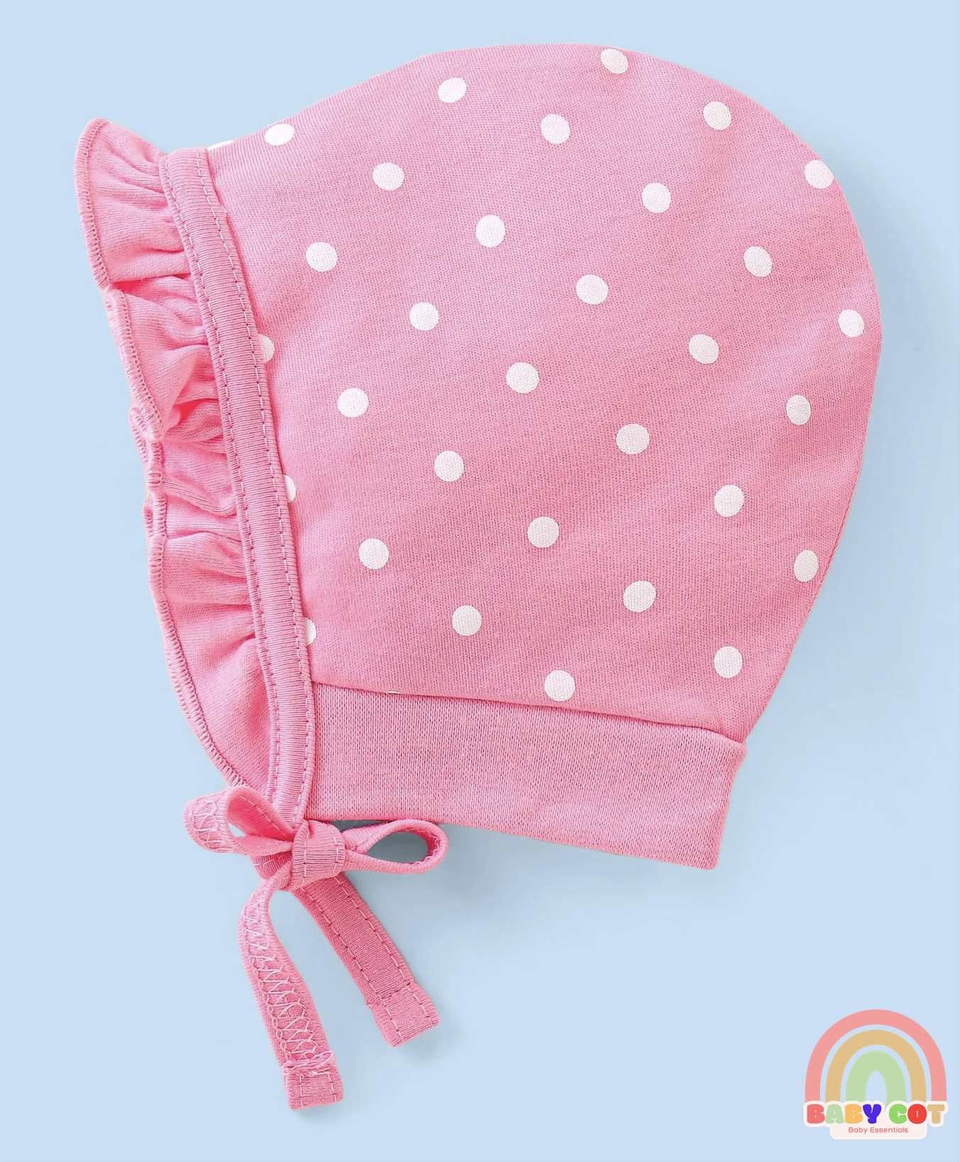 100% Cotton Cap with Knot Polka Dot & Floral Print Pack of 2 - Pink