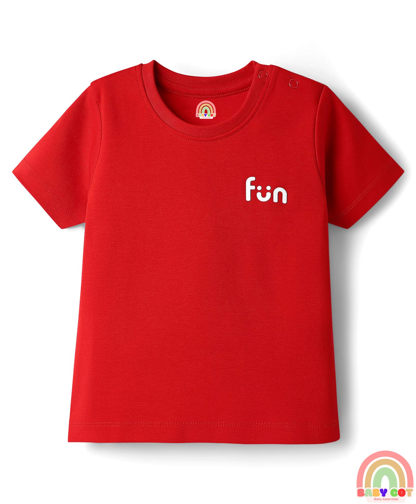 Interlock Knit Half Sleeves T-Shirts with Text Print Pack of 2 - Red & Light Green