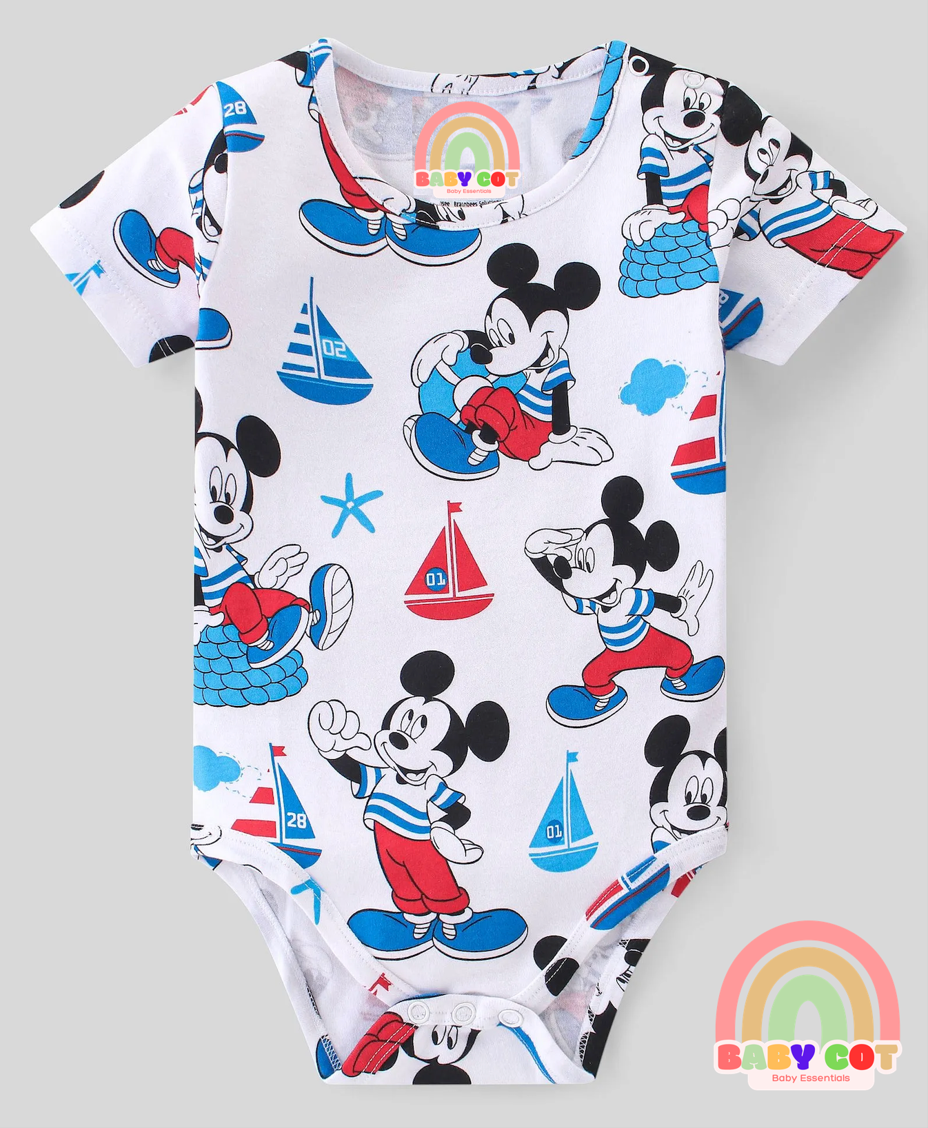 Interlock Cotton Knit Half Sleeves Printed Onesies  Pack of 3 - Multicolor