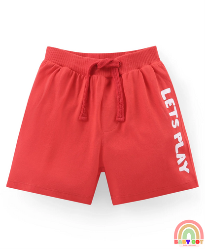 Cotton Knit Shorts with Geometrical Print Pack of 3 - Red Yellow & White