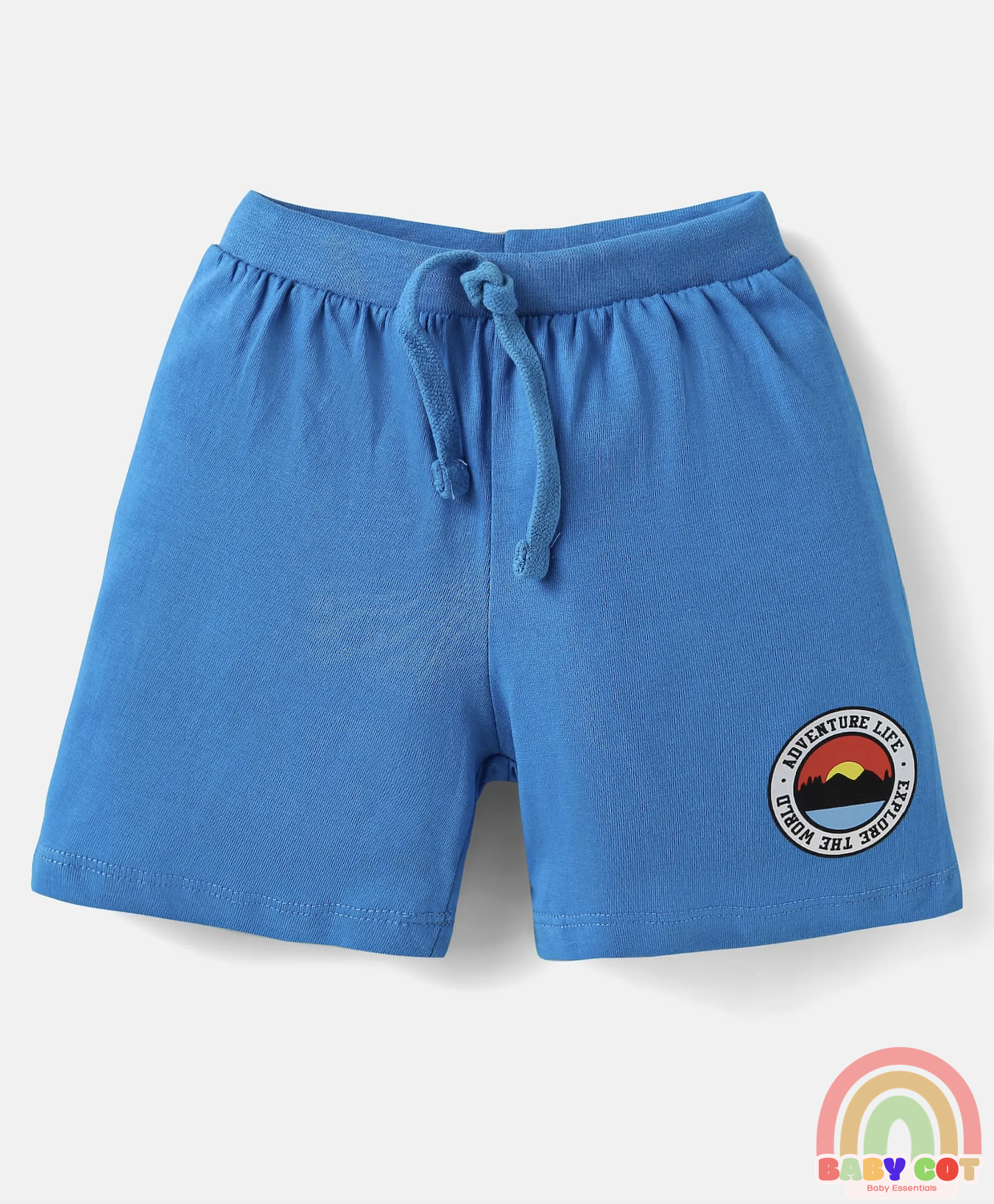 Single Jersey Knit Shorts with Explore Theme & Text Print Pack of 3 - Yellow Blue & White