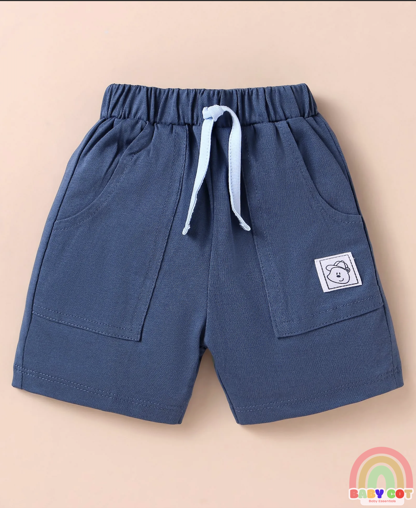 Sinker Knit Half Sleeves T-Shirt & Shorts Set With Panda Print - Light Blue