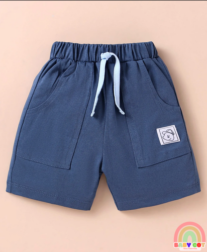 Sinker Knit Half Sleeves T-Shirt & Shorts Set With Panda Print - Light Blue