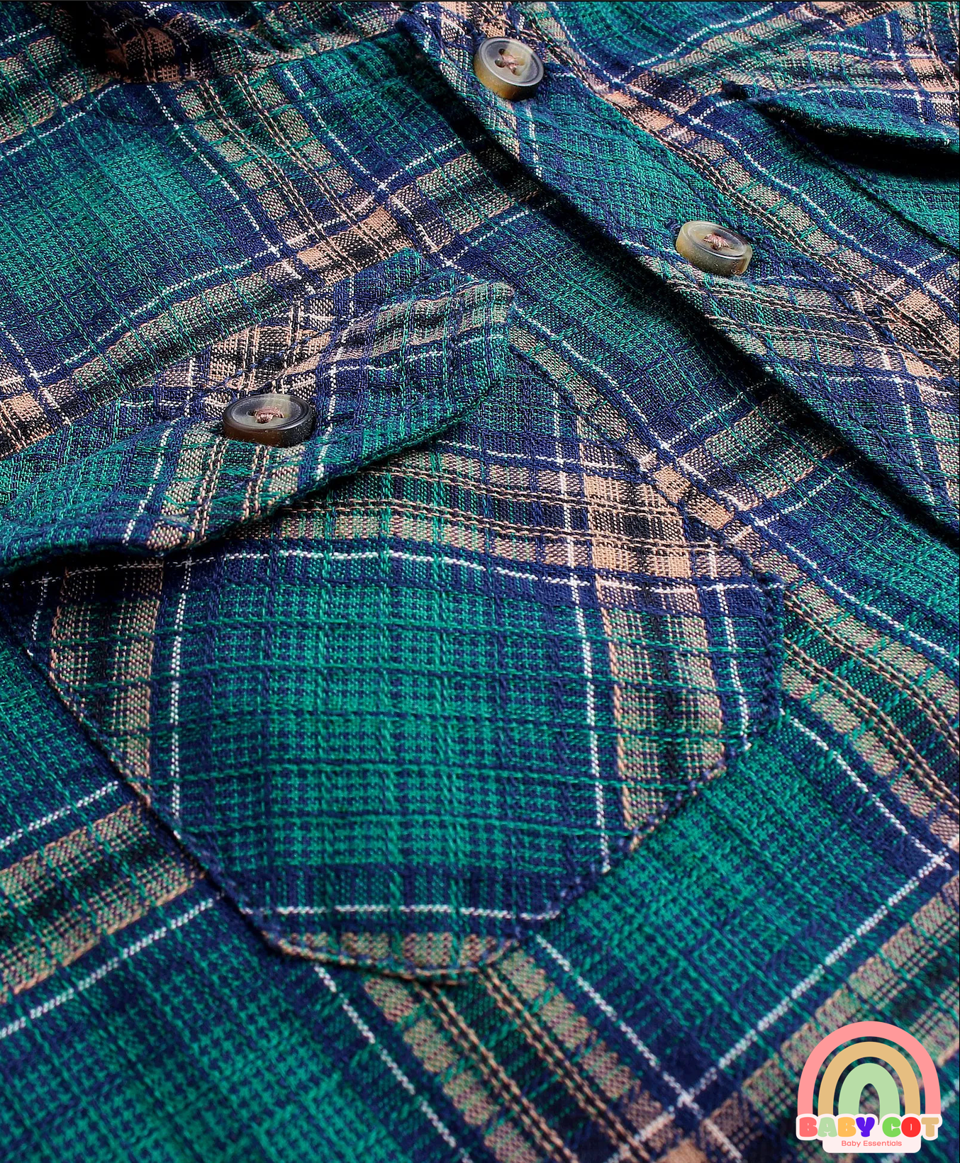 Cotton Woven Full Sleeves Checkered Hooded Shirt - Dark Green