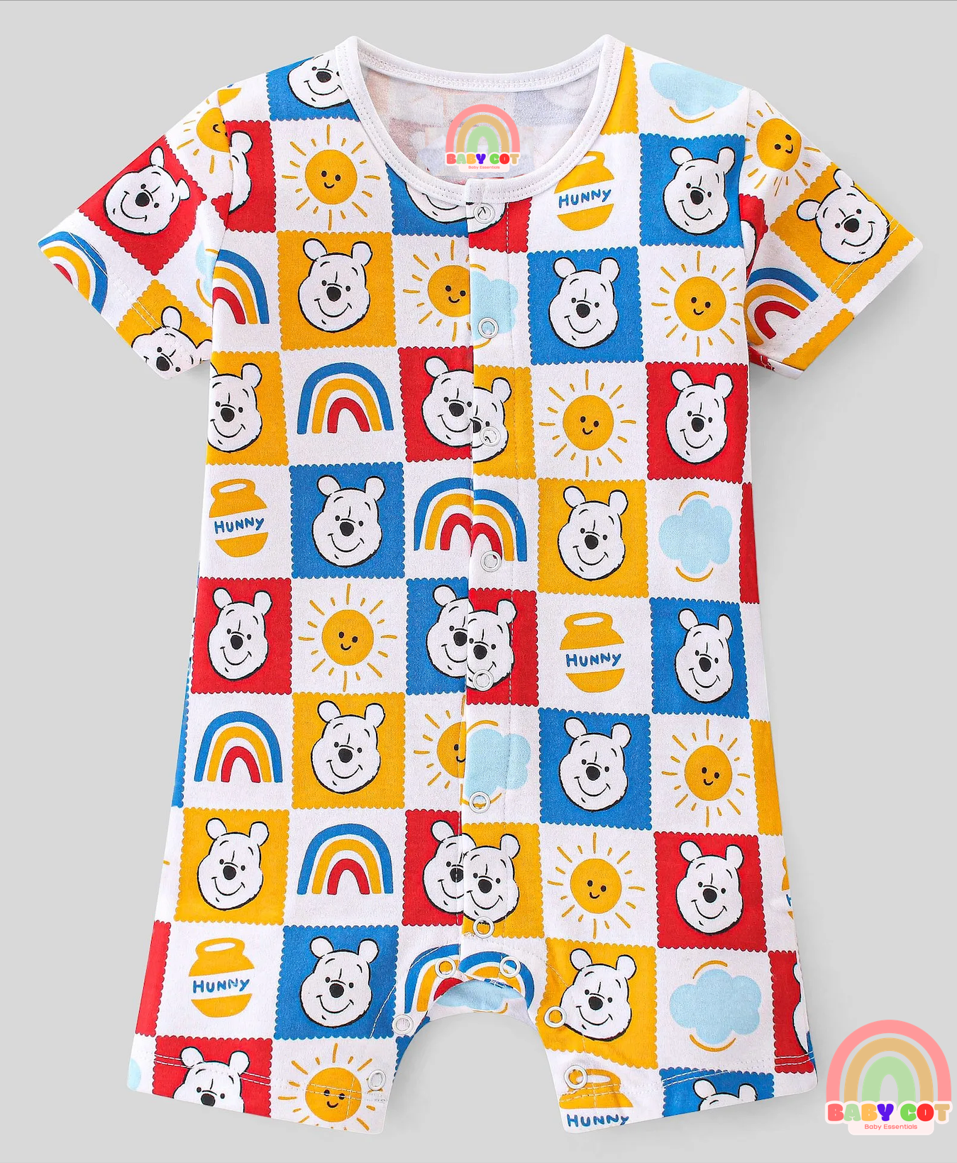 Interlock Cotton Knit Half Sleeves Romper Printed Pack of 2 - Multicolour