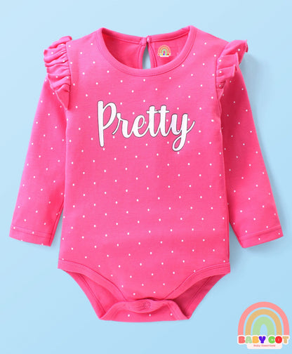 100% Cotton Full Sleeves Onesies with Frill Detailing Floral & Text Print Pack of 3 - Multicolour