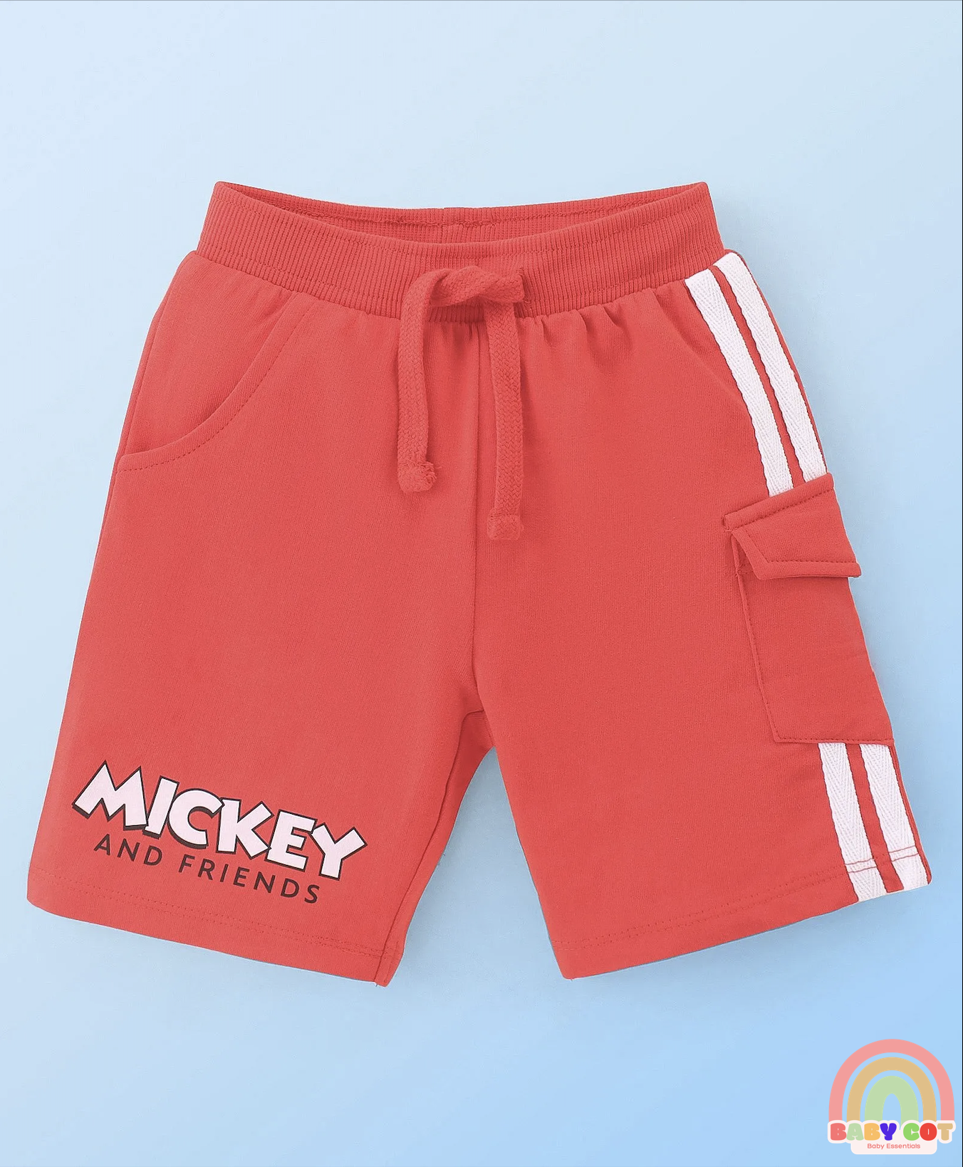 Single Jersey Knit Half Sleeves T-Shirt And Shorts Set With Print - Off White & Red