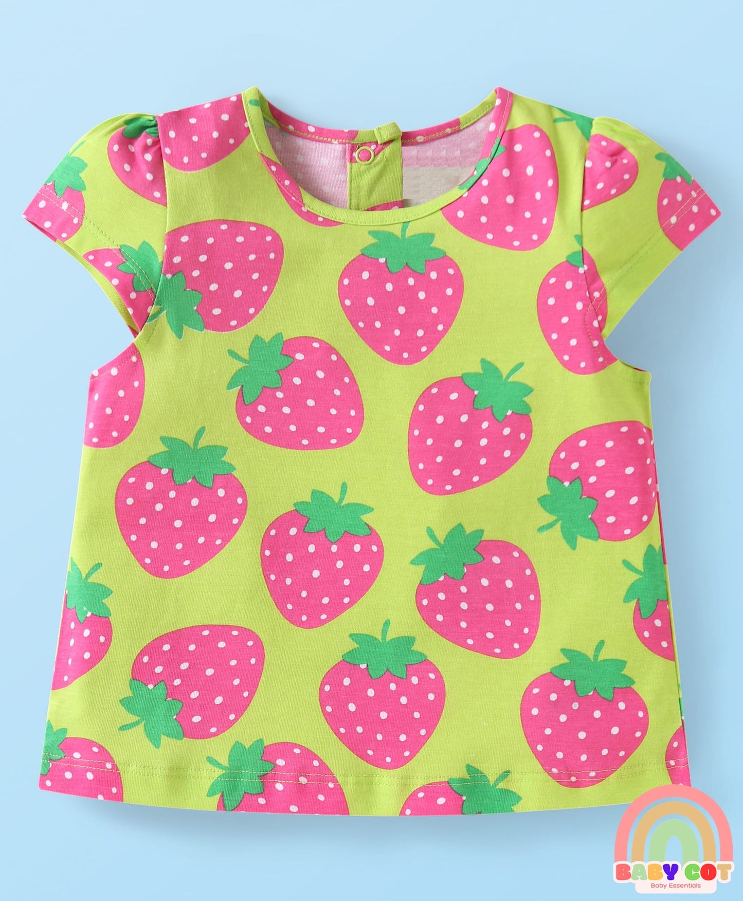 Cotton Knit Cap Sleeves T-Shirts with with Fruits Print Pack of 5 - Multicolor