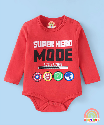 Interlock Knit Full Sleeves Onesies with Avengers Graphics Pack of 3 - Red Blue & White