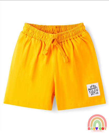 Cotton Knit Mid Thigh Length Shorts with Dino Print Pack of 3 - Grey Blue & Yellow
