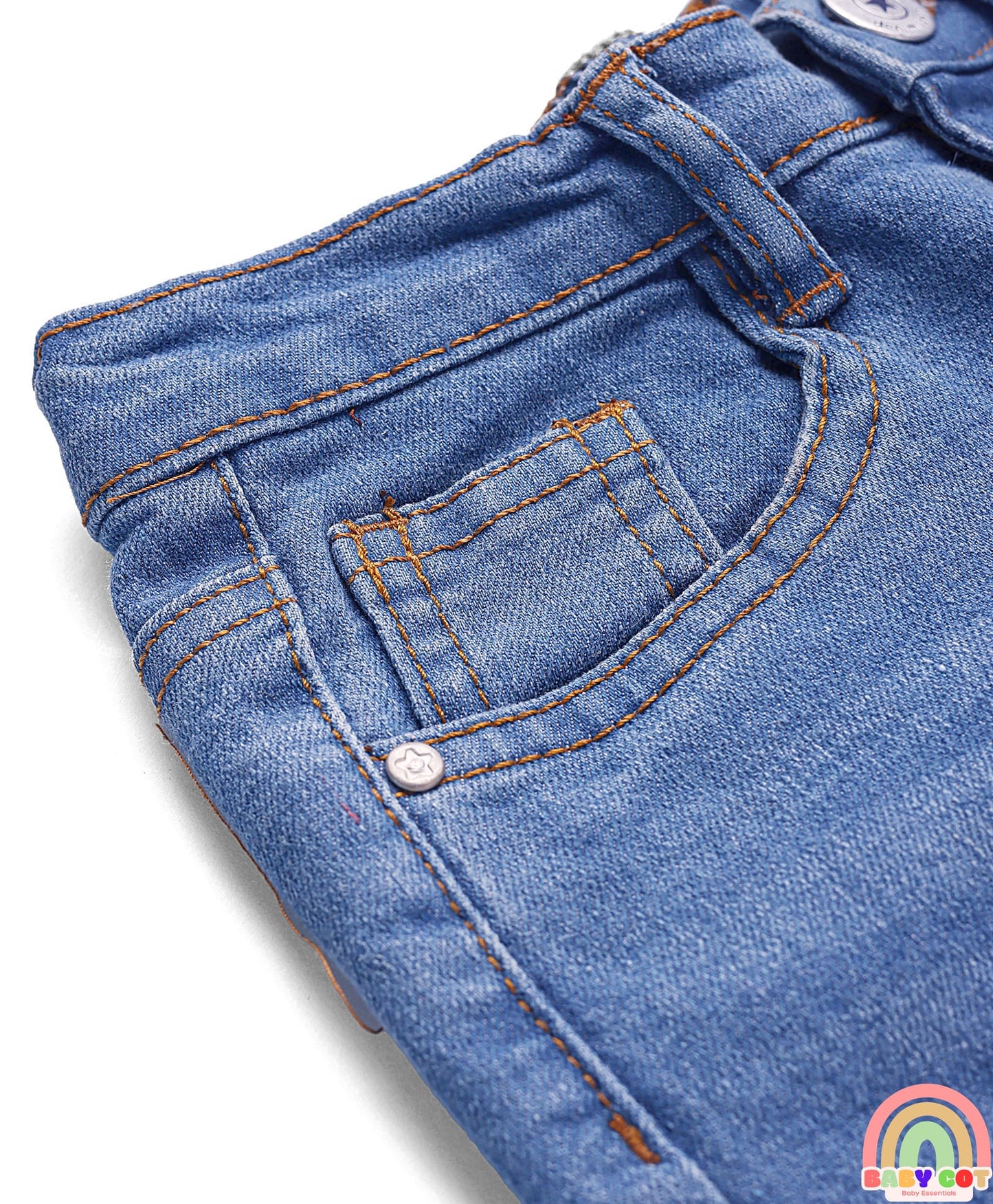 Full Length Washed Jeans with Stretch - Blue