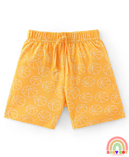 Cotton Knit Knee Length Striped Shorts Text & Balls Print Pack of 3 - Multicolour