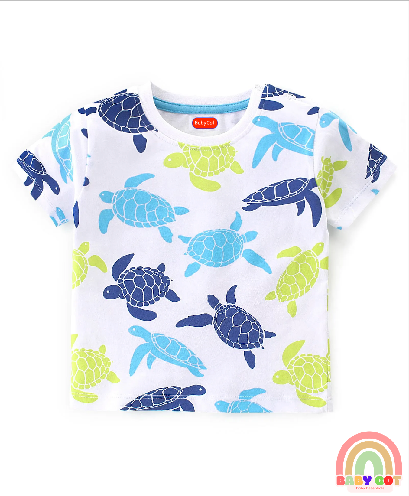 Cotton Knit Half Sleeves Striped T-Shirts Turtle Print Pack of 3 - Multicolour