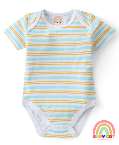 100% Cotton Knit Half Sleeves Onesies Bear Print Pack of 5 - Multicolour