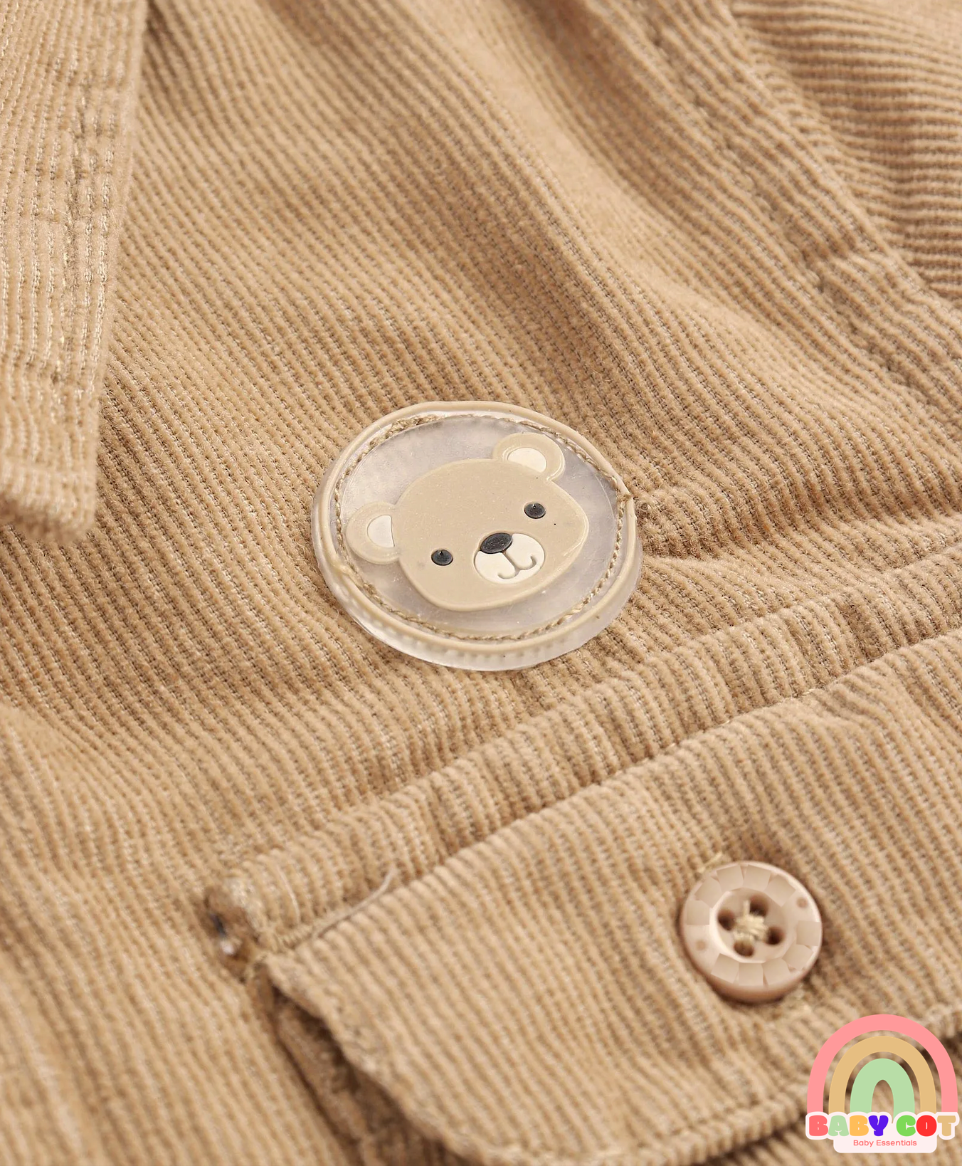 Cotton Woven Full Sleeves Solid Colour Corduory Shirt - Tan