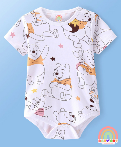 Interlock Knit Half Sleeves Onesies With Winnie The Pooh Print Pack of 2 - Orange & White