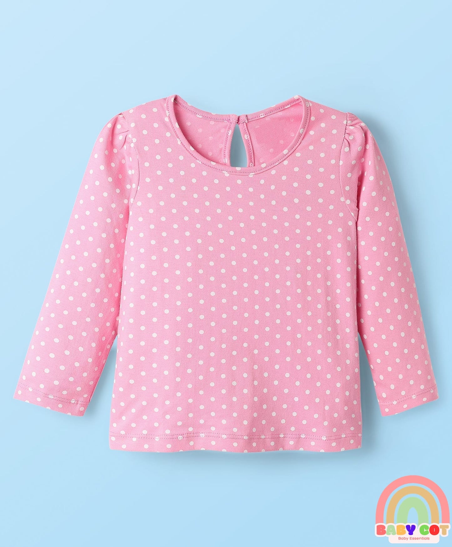 Cotton Knit Full Sleeves T-Shirts With Bear & Polka Dot Print Pack of 3 - Pink & Maroon