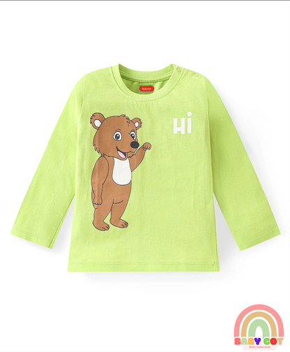Cotton Knit Full Sleeves T-Shirt with Animal Print Pack of 3 - Blue Green & Orange