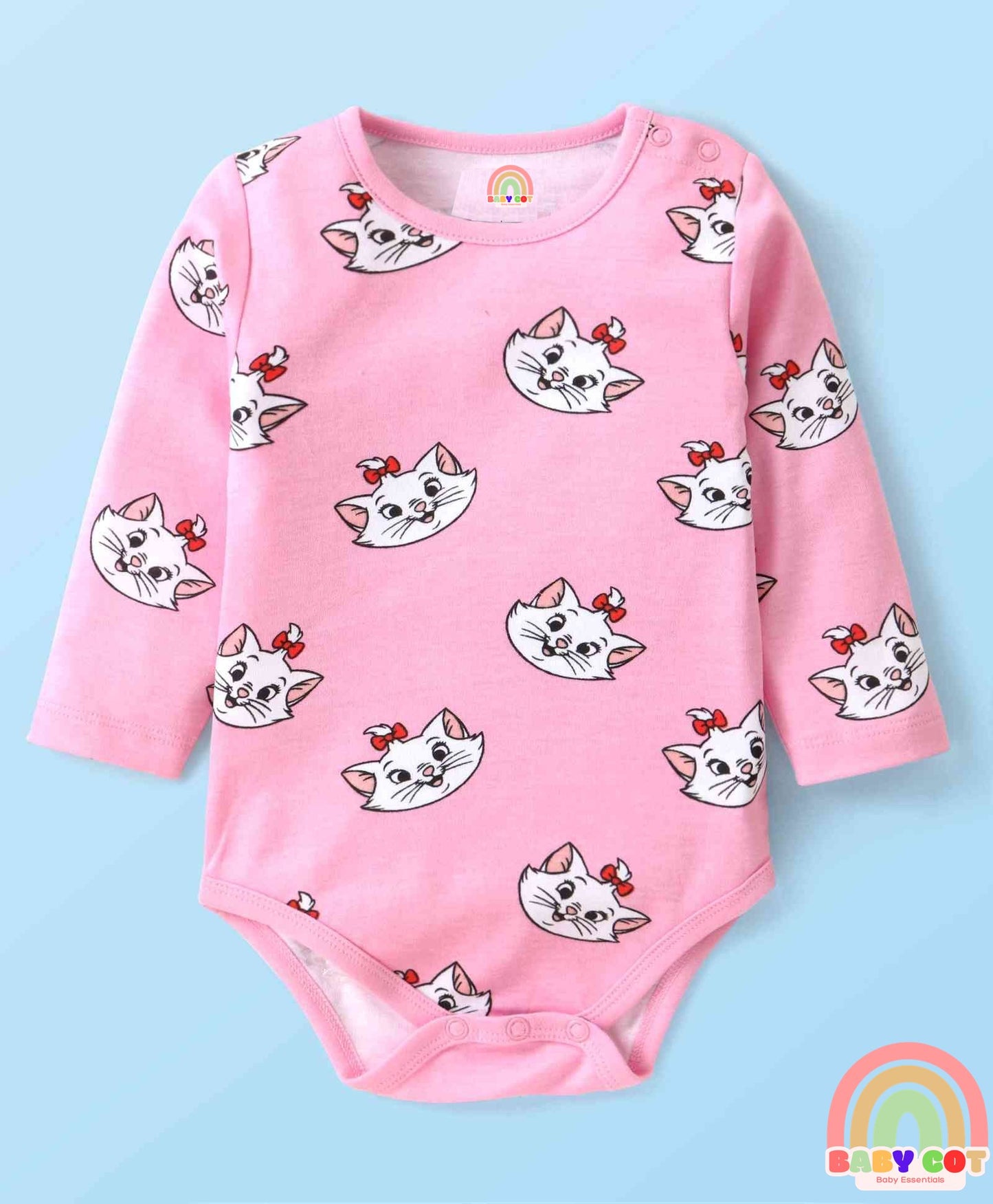 Interlock Knit Full Sleeve Onesies with Aristocats - Marie Graphics Pack of 3 - Red Pink & White