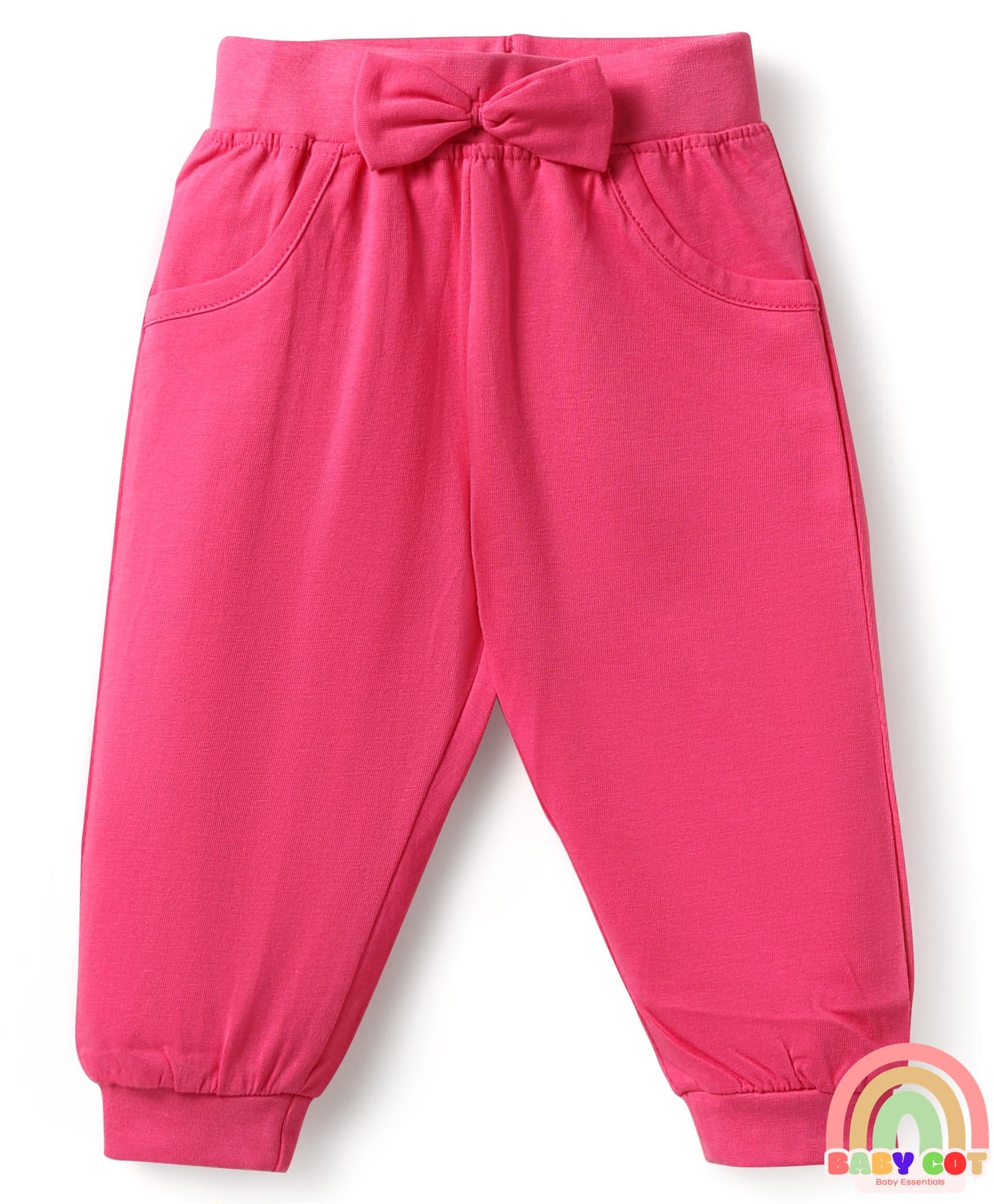 100% Cotton Knit Half Sleeves Floral Printed T-Shirt & Lounge Pant Set with Bow Applique - Pink & Navy Blue