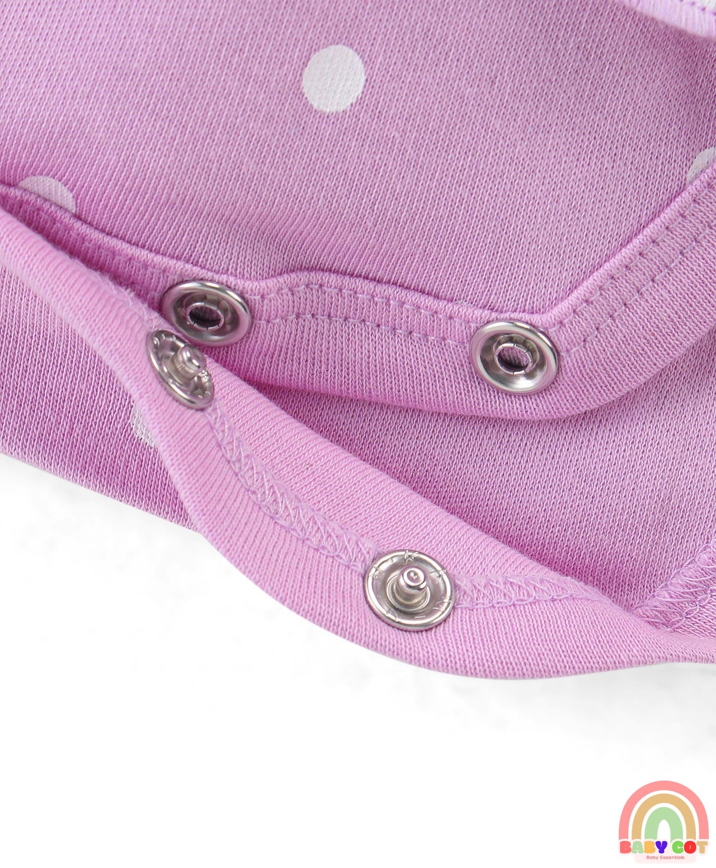 100% Cotton Knit Sleeveless Frock Style Onesie Text & Polka Dots Print - Lilac