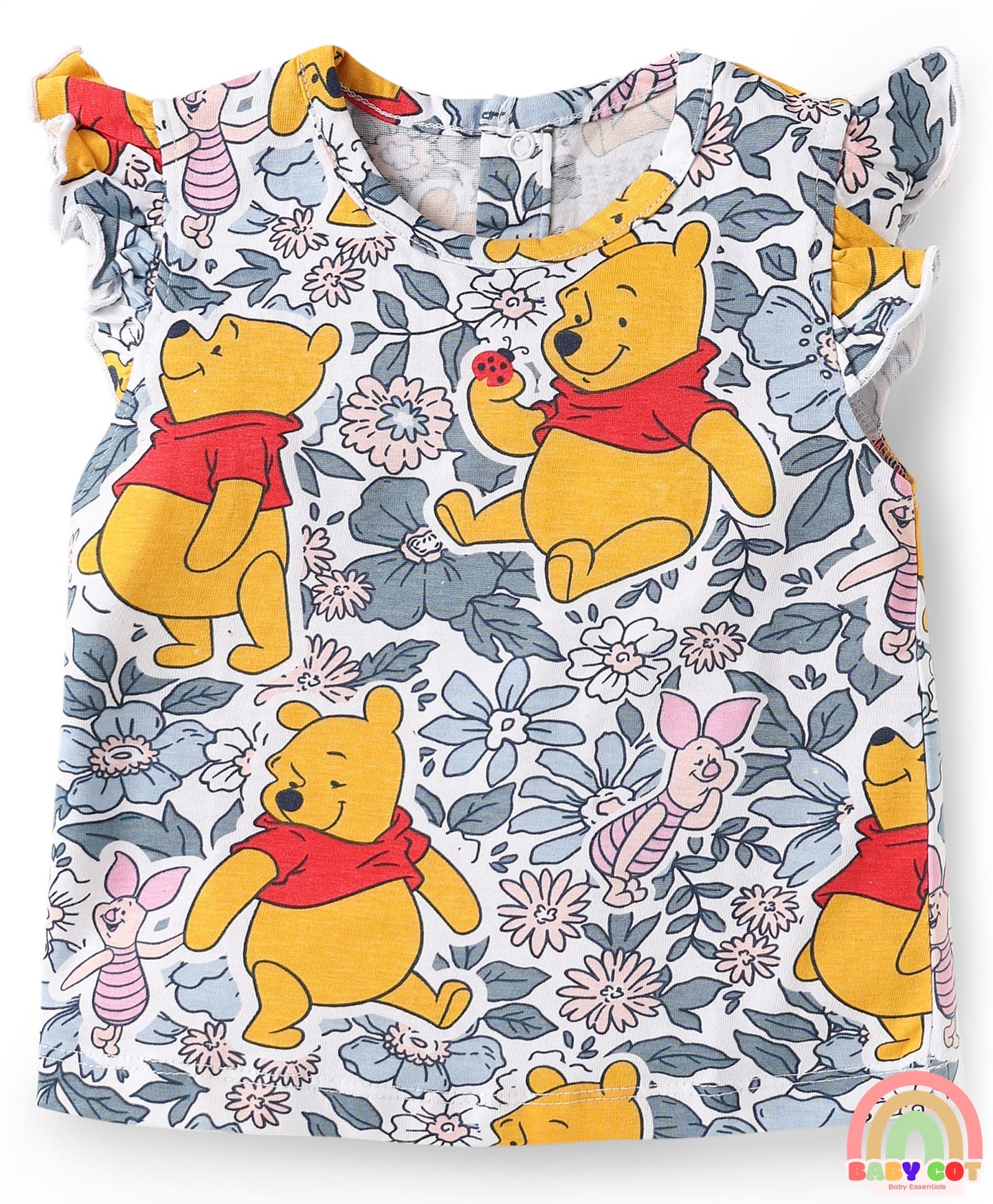 Single Jersey Knit Sleeveless T-Shirts With Winnie The Pooh Graphics Pack Of 3 - Pink & Light Blue