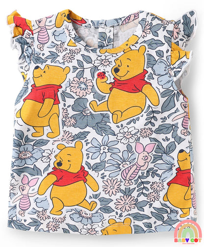 Single Jersey Knit Sleeveless T-Shirts With Winnie The Pooh Graphics Pack Of 3 - Pink & Light Blue