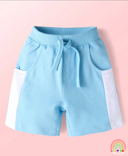 Single Jersey Knit Half Sleeves T-Shirt & Shorts Set With Beach Theme Print - Yellow & Blue