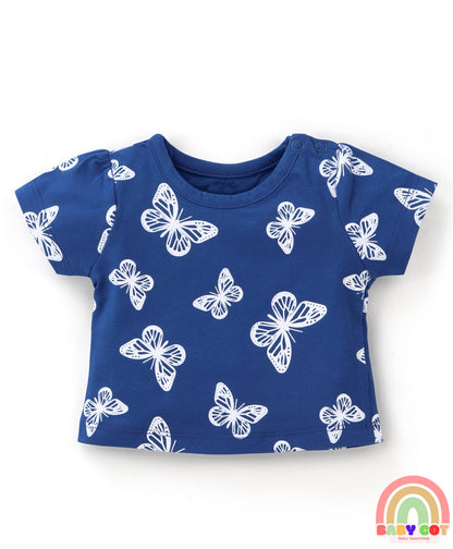 100% Cotton Half Sleeves T-Shirts Butterfly Print Pack of 3 - Multicolour