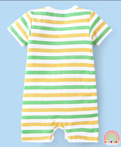 100% Cotton Half Sleeves Rompers Crocodile Print Pack of 2 - Multicolour