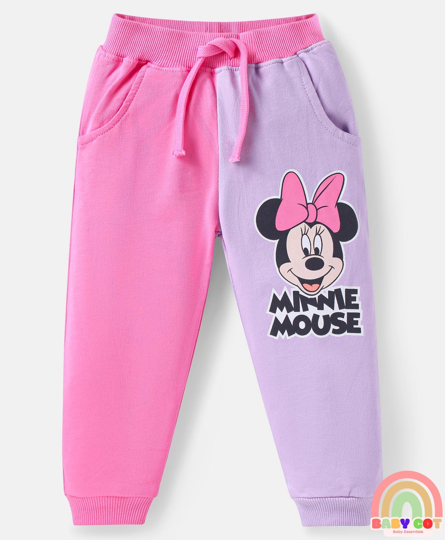 Terry Knit Full Raglan Sleeves Hooded Sweatshirt & Lounge Pant with Minnie Mouse Graphics - Pink & Lilac
