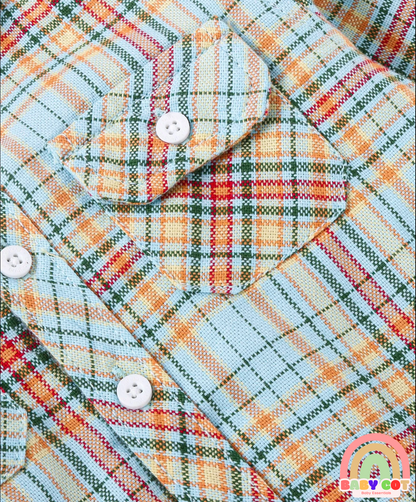 Cotton Woven Full Sleeves Hooded Shirt With Checks - Light Blue