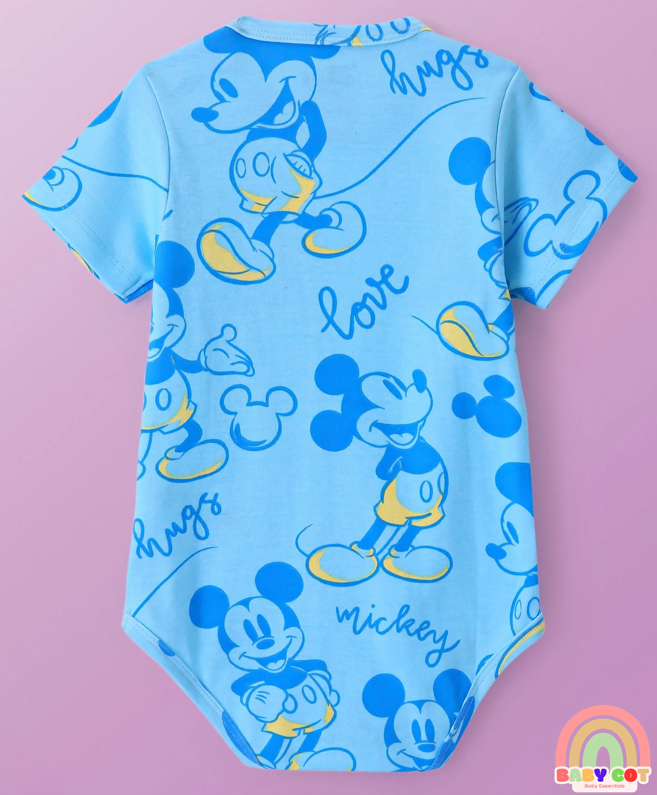 Interlock Knit Half Sleeves Onesies With Mickey Mouse Print Pack of 2 - Multicolor
