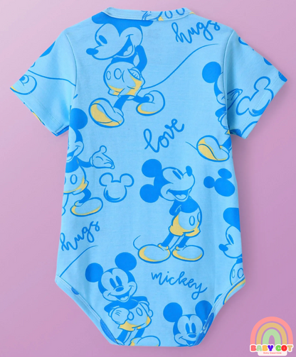Interlock Knit Half Sleeves Onesies With Mickey Mouse Print Pack of 2 - Multicolor