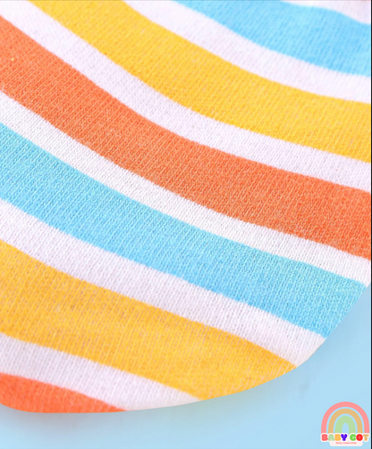 100% Cotton Cap Mittens And Booties Striped - Yellow