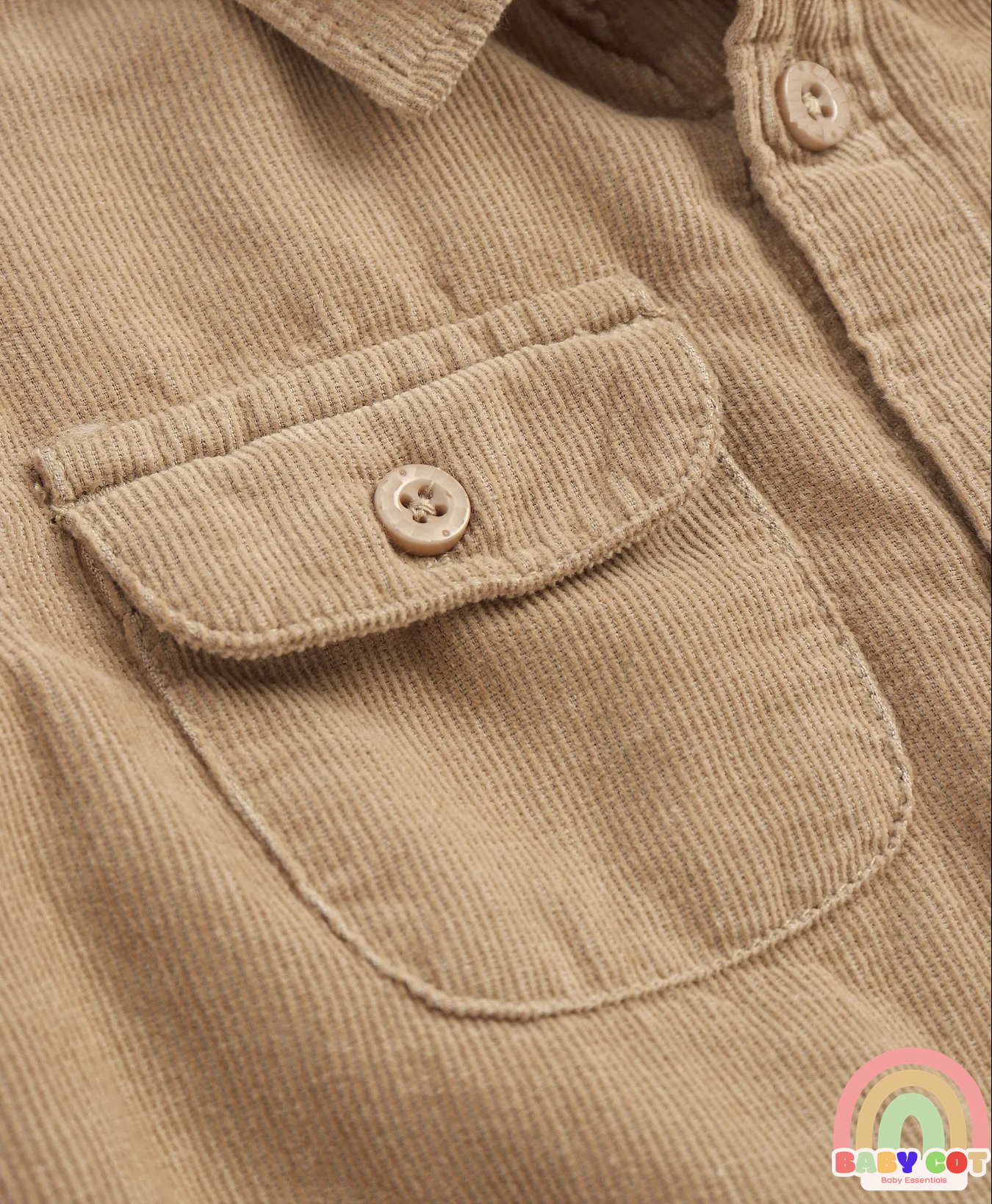 Cotton Woven Full Sleeves Solid Colour Corduory Shirt - Tan