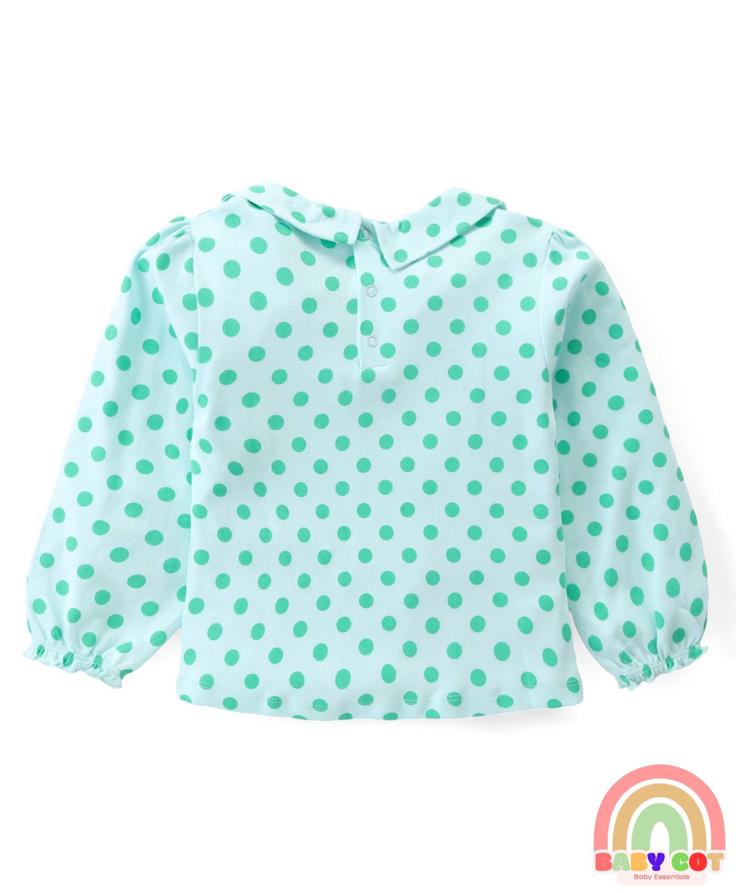 100% Cotton Knit Full Sleeves Peter Pan Collar Top With Eco- Jiva Finish Polka Dots Print Pack of 3- Multicolor
