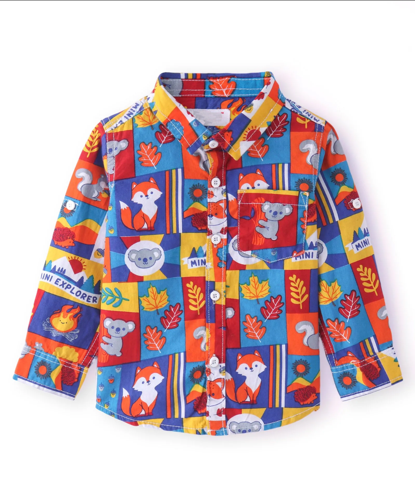 Cotton Woven Full Sleeves Animal Printed Shirt with T-shirt - Red & White