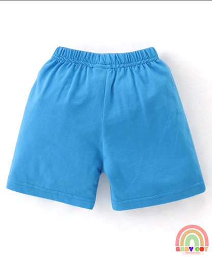 Cotton Knit Shorts with Shark & Text Print Pack of 3 - Multicolour