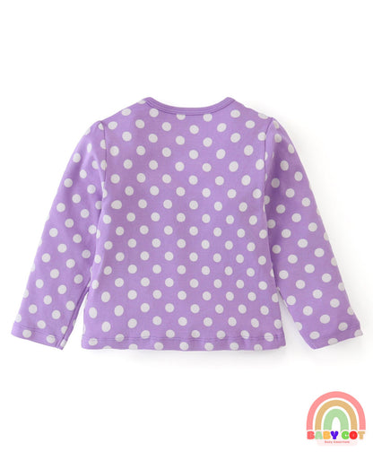 Cotton Knit With Eco- Jiva Finish Full Sleeves T-Shirts with Floral Striped & Polka Dots Print Pack of 3 - Lilac & Pink